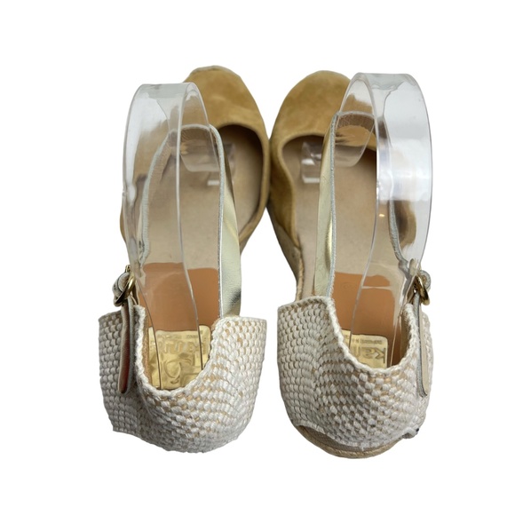 KANNA Made In SPAIN Mustard Yellow Espadrille Ankle Strap Wedge Heels Shoes  41 - Picture 7 of 16